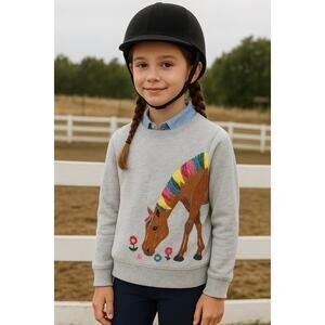 Mini Boden Graphic Painted Horse Sweatshirt Girl's 10-12Y Equestrian Western